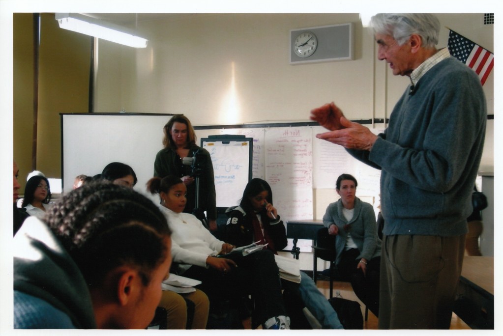 Howard Zinn Presenting to Former Students