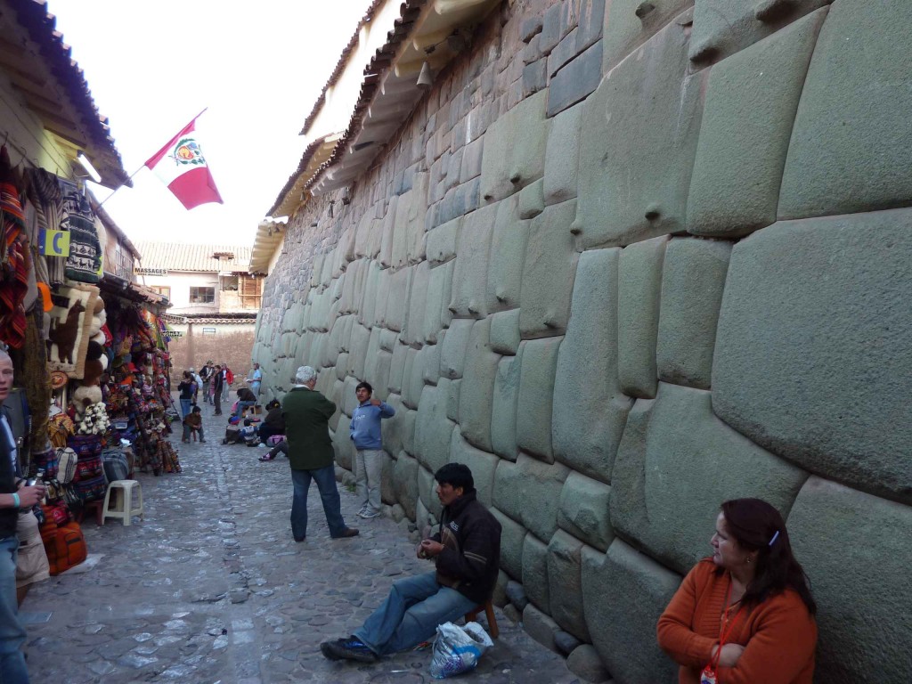 Shops alongside original Incan stonework